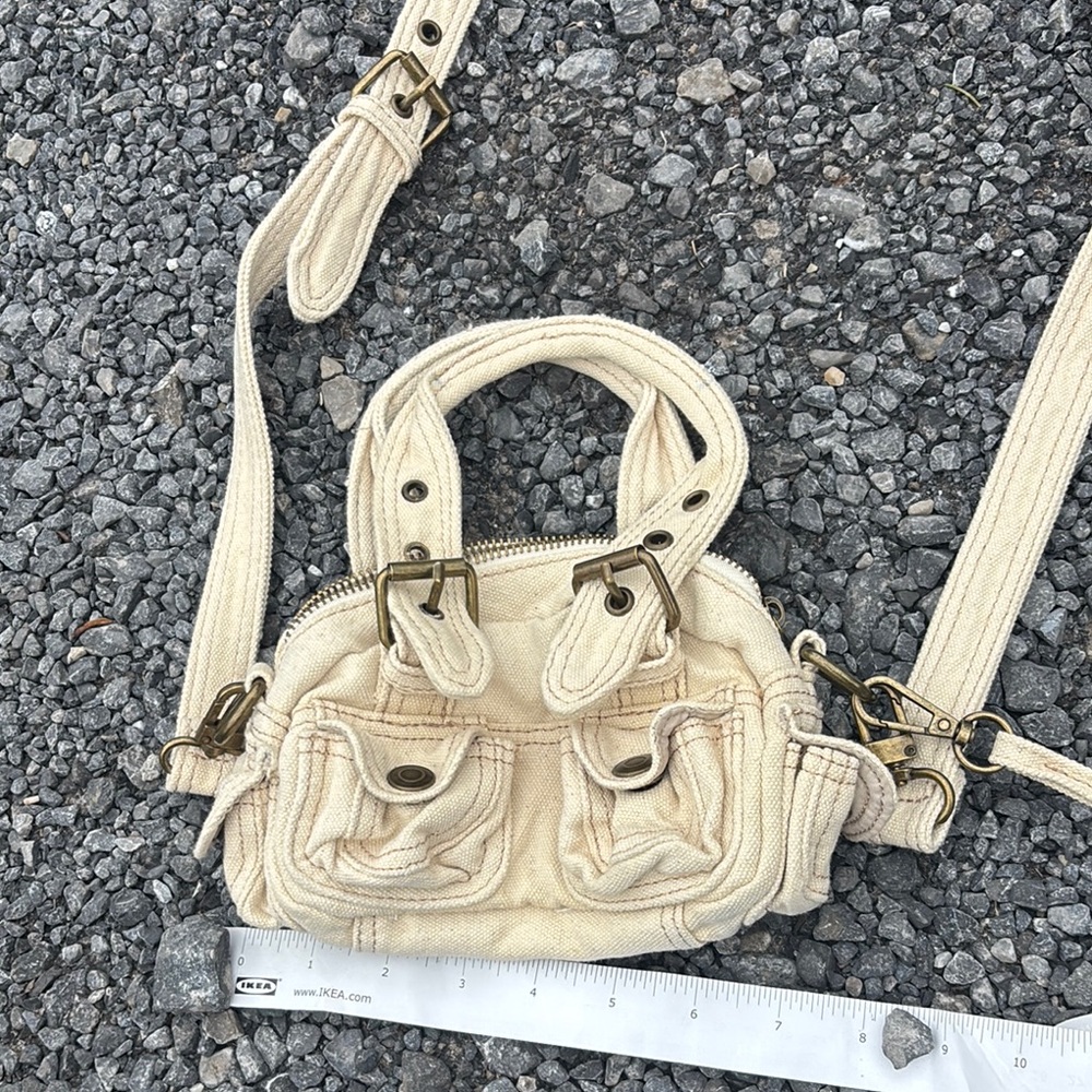 Cream Canvas Shoulder Bag